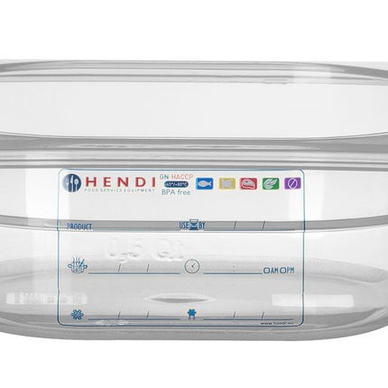 GN 1/6 HACCP Food Storage Container 1L Transparent | HENDI 176x162x65mm
