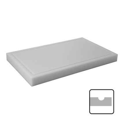 CaterChef White HDPE Cutting Board with Feet | 1 Side Grooved | 50 x 30 x 4 cm 1