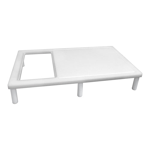CaterChef White HDPE Cutting Table with GN 1/3 Hole | 1 Side Grooved | 65 x 40 x H11 cm 1