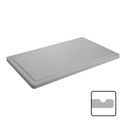 HDPE GN 1/1 Cutting Board Marble Look with Feet | CaterChef | 1 Side Grooved | 53 x 32.5 x 2 cm 1