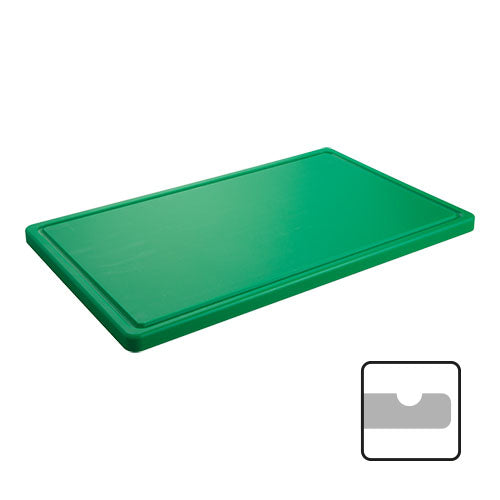 CaterChef Green HDPE HACCP Cutting Board | One-Side Grooved with Feet | 40 x 25 x 2 cm 1
