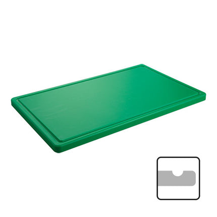 Green HDPE Cutting Board, Grooved with Feet | CaterChef | 60 x 35 x 2 cm 1