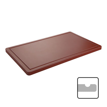 CaterChef Brown HDPE Cutting Board with Feet | One Grooved Side | 40 x 25 x 2 cm 1