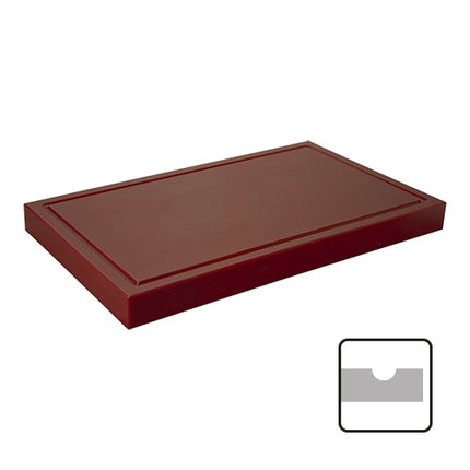 CaterChef Brown HDPE Cutting Board with Feet | 1 Side Grooved | 60 x 33 x 4 cm 1