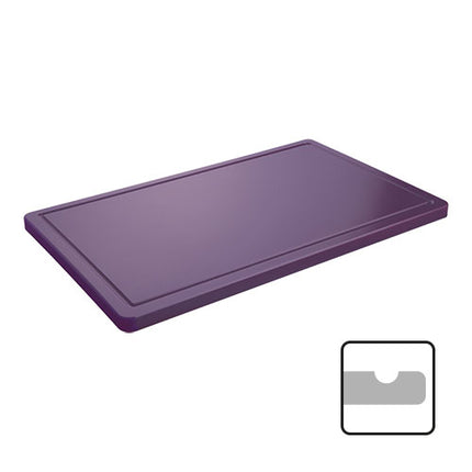 Purple HDPE Cutting Board for Anti-Allergen Use | CaterChef | Grooved with Feet | 40 x 25 x 2 cm 1