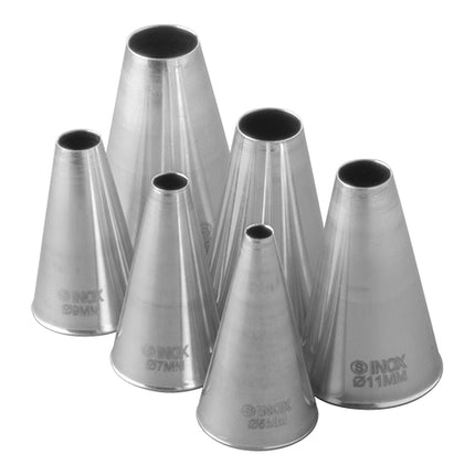 Stainless Steel Smooth Icing Tips | EMGA | Set of 6 | 5, 7, 9, 11, 13, 15 mm 1