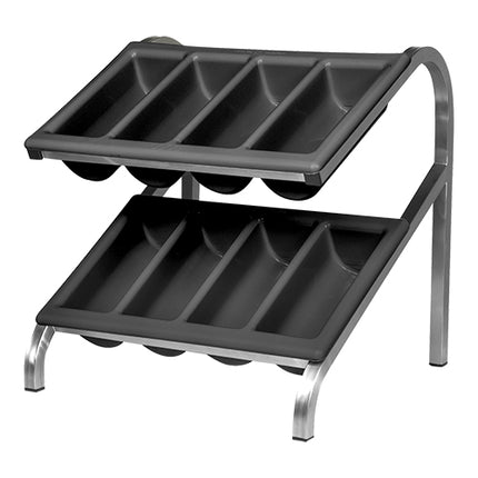 EMGA Stainless Steel Cutlery Dispenser, Black | 8 Compartments | 2 Tiers | 1/1 GN | W52.6 x D51.0 x H58.0 cm 1