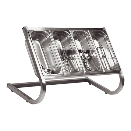 EMGA Stainless Steel Buffet Cutlery Dispenser | Holds 4 x 1/3 GN Containers per Floor | 73.8 x 31 x H43 cm 1