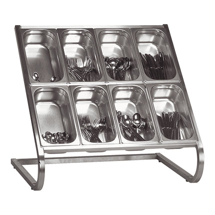 EMGA Stainless Steel 2-Tier Buffet Cutlery Dispenser | Holds 4 x 1/3 GN Containers per Floor | 73.8 x 45.6 x H60 cm 1