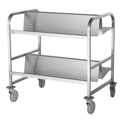 EMGA Stainless Steel Plate Transport Trolley | 4 Swivel Castors | 90 x 60 x H90 cm 1