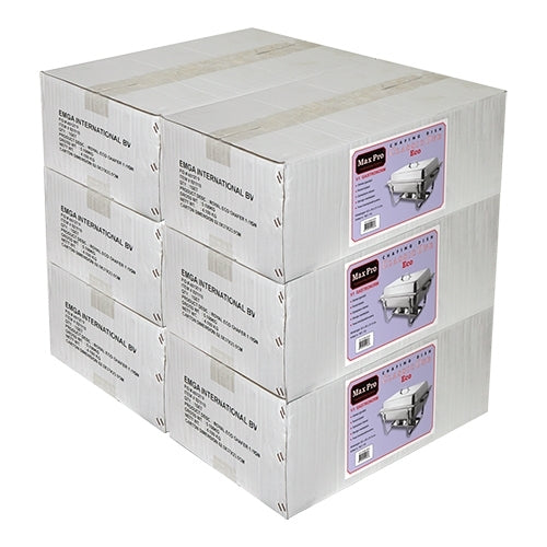 Chafing Dish GN 1/1 | Max Pro | Set of 6 | Includes Food Pan, Lid and 2 Fuel Paste Burners | 62 x 35 x H37 cm 1