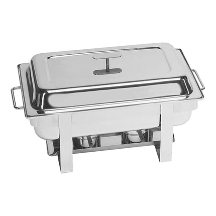 Chafing Dish GN 1/1 with T-Handle Lid, Heavy Food Pan and 2 Fuel Paste Burners | Max Pro | Stainless Steel | 60 x 35 x H37 cm 1