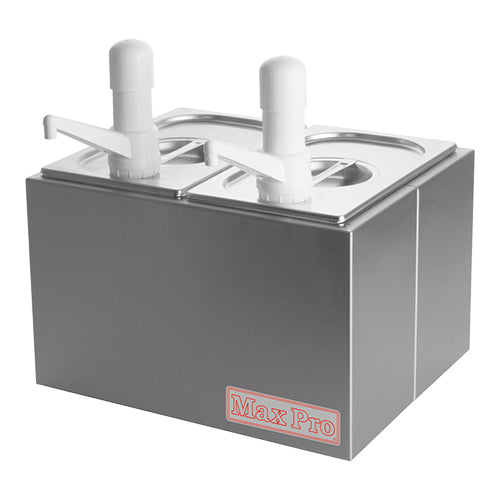 Stainless Steel Sauce Dispenser, 2 Compartments | Max Pro | 1/4 GN, 30 ml Dosage | 2 x 4.8 L 1