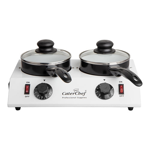 CaterChef Double Pan Chocolate Warmer | Stainless Steel | 2 Compartments | 80 W | 30-80°C 1