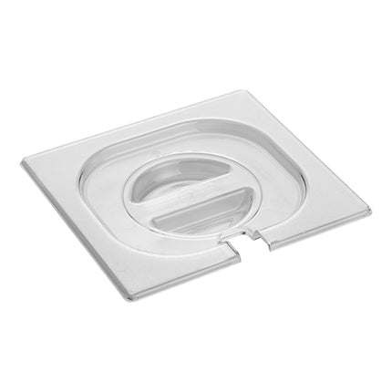 GN 1/6 Polycarbonate Gastronorm Lid with Ladle Hole | CaterChef | Transparent | 17.6 x 16.2 cm 1