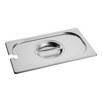 CaterChef Stainless Steel GN 1/4 Gastronorm Lid with Ladle Hole | 26.5 x 16.2 cm 1