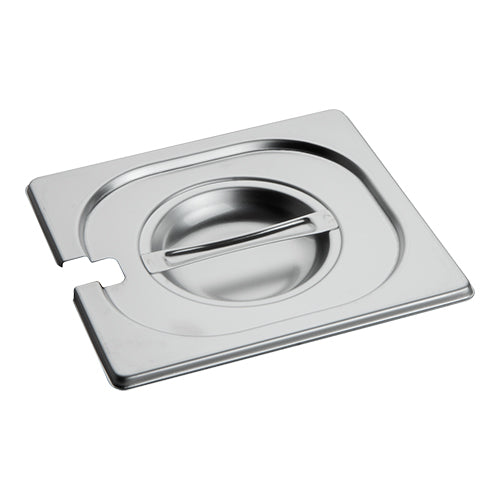 Stainless Steel GN 1/6 Gastronorm Lid with Ladle Hole | CaterChef | NSF | 17.6 x 16.2 cm 1