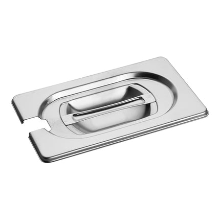 Stainless Steel GN 1/9 Gastronorm Lid with Ladle Hole | CaterChef | NSF | 17.6 x 10.8 cm 1