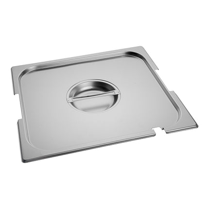 Stainless Steel 18/8 Gastronorm Lid with Ladle Hole and Grips | CaterChef | GN 2/3 | 35.4 x 32.5 cm 1