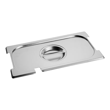 Stainless Steel 18/8 Gastronorm Lid with Ladle Hole and Grips | CaterChef | GN 1/3 | 32.5 x 17.6 cm 1