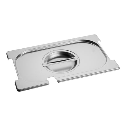 Stainless Steel 18/8 Gastronorm Lid with Ladle Hole and Grips | CaterChef | GN 1/4 | 26.5 x 16.2 cm 1