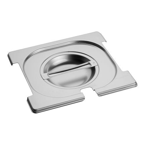 CaterChef GN 1/6 Gastronorm Lid with Ladle Hole and Grips | Stainless Steel 18/8 | 17.6 x 16.2 cm 1