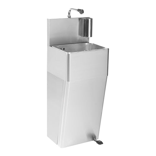 Wall-Mounted Stainless Steel Hand Wash Basin with Swivel Arm and Pedal Tap | EMGA | 36 x 42 x H101.5 cm 1