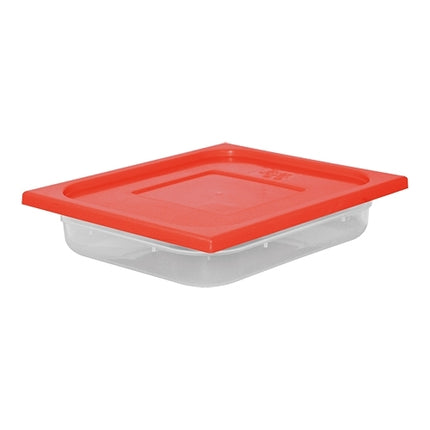 CaterChef GN 1/2 Polypropylene Food Container with Red Lid | Microwave & Dishwasher Safe | 3.9 L | 325 x 265 x H65 mm 1