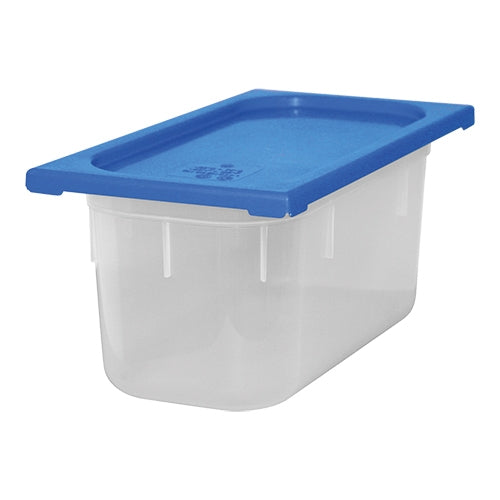 CaterChef Polypropylene Food Container with Blue Lid | GN 1/3 150 mm | 5.3 L 1