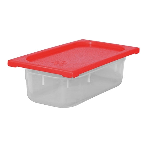 CaterChef GN 1/3 Polypropylene Food Container with Red Lid | 3.5 L | 32.5 x 17.6 cm, H100 mm 1