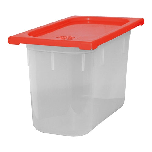 CaterChef GN 1/3 Polypropylene Food Container with Red Lid | 7 L | 32.5 x 17.6 cm, H200 mm 1
