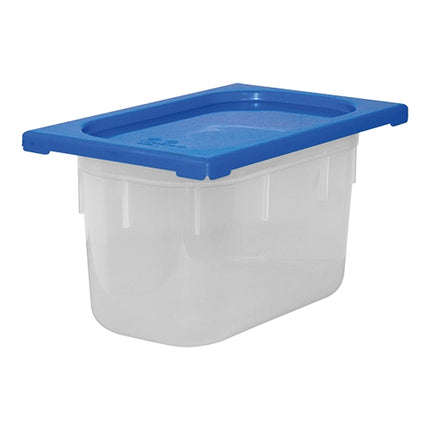 CaterChef GN 1/4 Polypropylene Food Container with Blue Lid | 3.7 L | H150 mm 1
