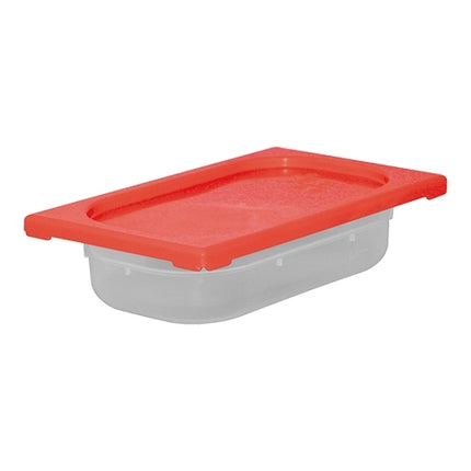 CaterChef GN 1/4 Polypropylene Food Container with Red Lid | 1.7 L | H65 mm 1