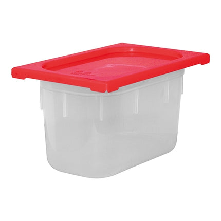 CaterChef GN 1/4 Polypropylene Food Container with Red Lid | 3.7 L | H150 mm 1