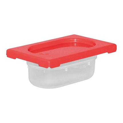 CaterChef GN 1/9 Polypropylene Food Container with Red Lid | 0.6 L | 17.6 x 10.8 x H6.5 cm 1