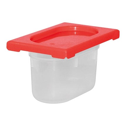 CaterChef GN 1/9 Polypropylene Food Container with Red Lid | 0.8 L | 17.6 x 10.8 x H10 cm 1