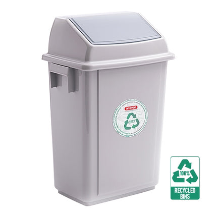 100% Recycled Plastic Disposal Bin with Swing Lid | Araven | Gray | 40 L 1