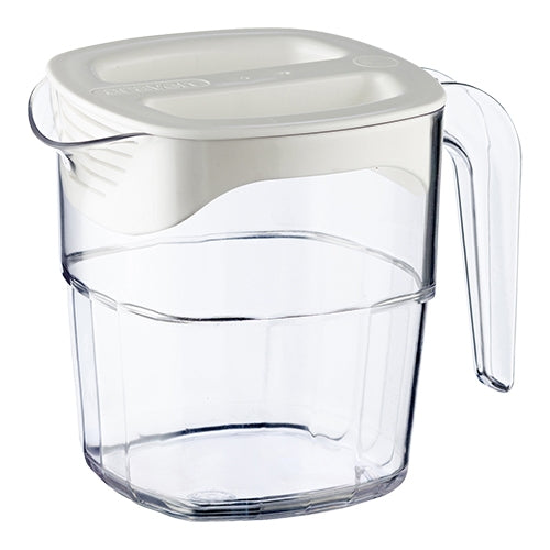 Transparent Polycarbonate Pitcher with White Lid and Pouring Strainer | Araven | Stackable | 1 L | W11.9 x D16.7 x H13 cm 1