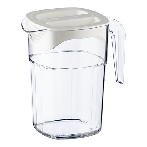 Transparent Polycarbonate Pitcher with White Lid and Pouring Strainer | Araven | Stackable | 1.4 L | W11.9 x D16.7 x H18 cm 1