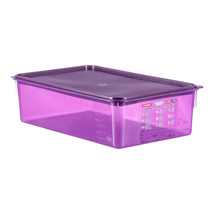GN 1/1 Food Container with Airtight Seal | Araven | Purple PP | 20.5 L | 53 x 32.5 x H15 cm 1