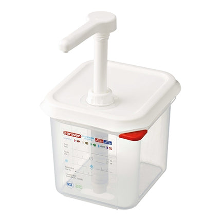 Araven Sauce Dispenser with Container | 1/6 GN 150 mm | 30 ml Dose | 2.6 L 1