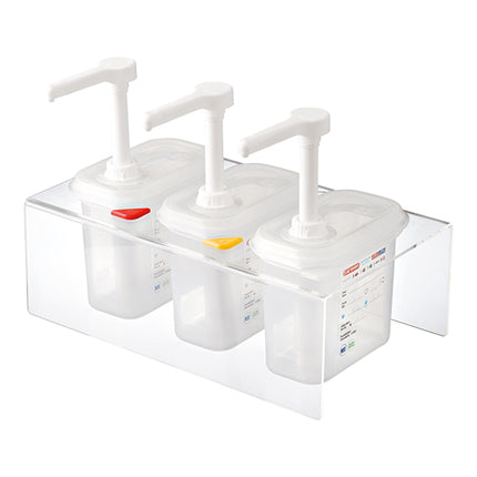 Sauce Dispenser Bar with 3 Containers | Araven | 3 x 1.5 L | 30 ml Dosage 1