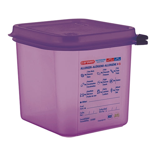 Purple Polypropylene 1/6 GN Food Container with Airtight Seal | Araven | 150 mm | 2.6 L 1