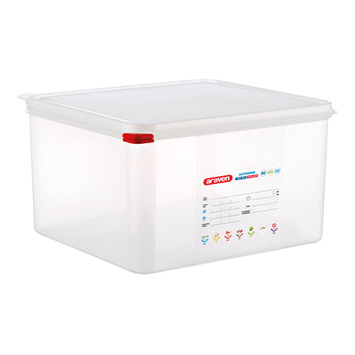 Araven GN 2/3 Airtight Polypropylene Food Container | HACCP Color Coding | 19 L | 35.4 x 32.5 x H20 cm 1
