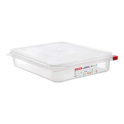 Araven GN 1/2 Airtight Food Container | Transparent PP | HACCP Color Coding | 4 L, 32.5 x 26.5 x H6.5 cm 1