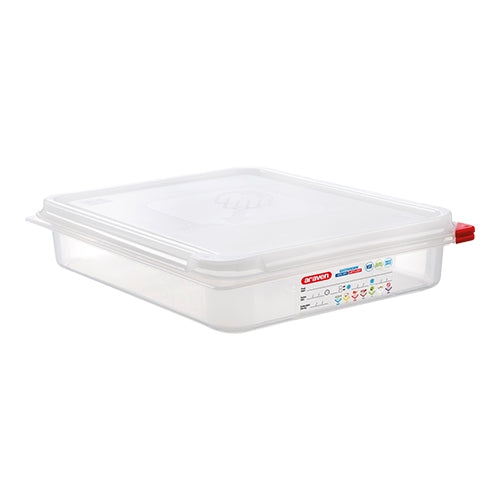 Araven GN 1/2 Airtight Food Container | Transparent PP | HACCP Color Coding | 4 L, 32.5 x 26.5 x H6.5 cm 1