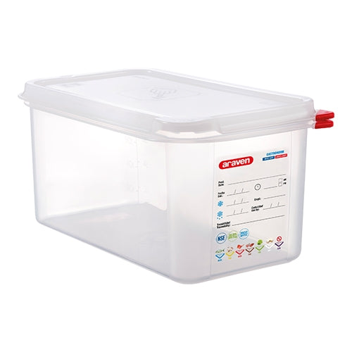 Araven GN 1/3 Airtight Food Container | Transparent PP | HACCP Color Coding | 6 L, 32.5 x 17.6 x H15 cm 1