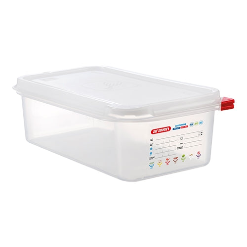 Araven GN 1/3 Airtight Food Container | Transparent PP | HACCP Color Coding | 4 L, 32.5 x 17.6 x H10 cm 1