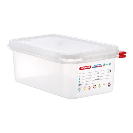 GN 1/4 Food Container, Transparent PP | Araven | Airtight Seal | 100 mm | 2.8 L 1