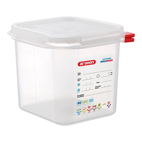 GN 1/6 Food Container, Transparent PP | Araven | Airtight Seal | 150 mm | 2.6 L 1